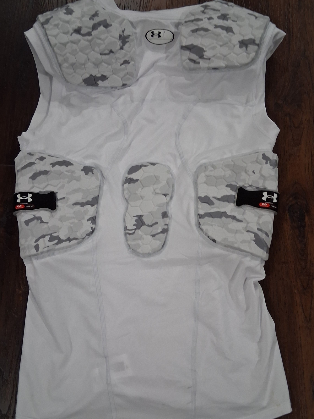 Under Armour White Kids Compression Tank with Gray Camo Pads